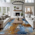 thumbnail image 3 of Area Rug for Living Room, Blue Brown Abstract Non-Slip Indoor Ex Large Carpet for Bedroom/Dining Room, Gradient Vintage Oil Painting Modern Art Washable Low-Profile Floor Runner Rugs - 8 x 10 Ft, 3 of 8