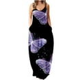 thumbnail image 1 of Robes pour Femmes Décontractées Sans Manches Grande Taille Amples Longues Maxi avec Poches Imprimé Boho Robe de Plage, 1 of 4