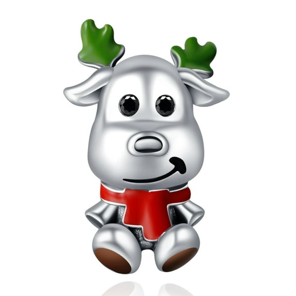 925 Sterling Silver Chamrs Christmas Reindeer Charm For Bracelets & Necklaces
