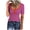 Hot Pink, variant on Women's Casual Striped Printed Blouse Short Sleeve Round Neck Button Up Top Fashion Loose Comfy Shirt, Light Blue S