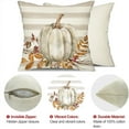 thumbnail image 6 of Fall Pillow Covers 18x18 inch Set of 2 White Pumpkin Fallen Leaves Decorative Striped Throw Pillow Covers Autumn Thanksgiving Farmhouse Decoration for Home Couch 27, 6 of 6