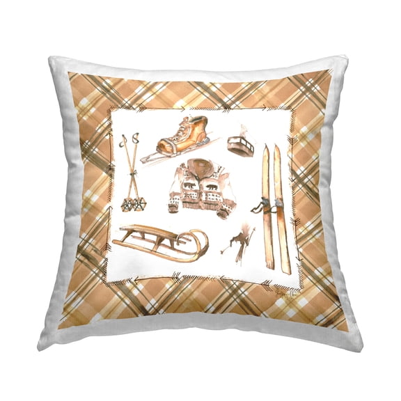 Stupell Industries Winter Sports on Tartan Decorative Printed Throw Pillow Design by Geoff Allen.