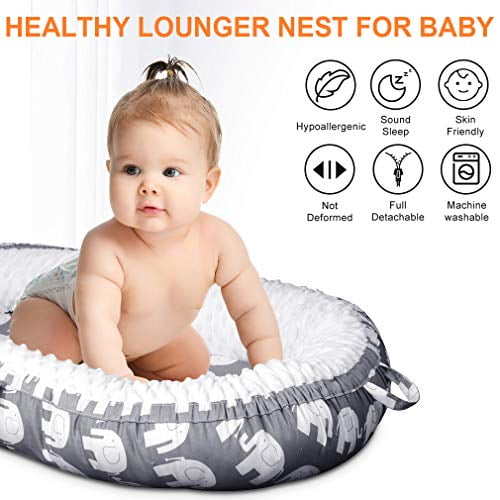 Baby Lounger Baby Nest Portable Co Sleeping Baby Lounger for Crib Bassinet Double-Sided Newborn Nest Bed with Pillow for Napping Traveling Elephants Baby Lounger Baby Nest Portable Co Sleeping Baby Lounger for Crib Bassinet Double-Sided Newborn Nest Bed with Pillow for Napping Traveling Elephants
