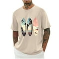 thumbnail image 1 of Ceisia Men's Loose Dropped Shoulder Hawaiian Surfboard Print Short Sleeve T-Shirt Casual Summer Top Khaki XXXL Gifts, 1 of 4