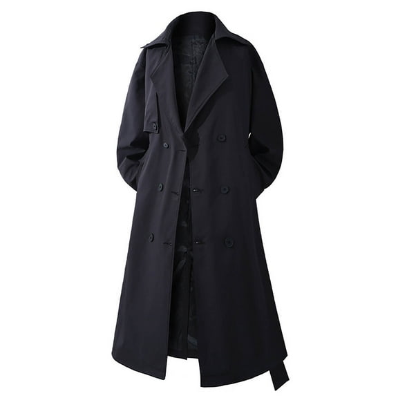 2024 Autumn And Winter New Men's Trench Coat Double Long Over The Knee Design Feeling Loose Coat Coat