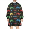 thumbnail image 2 of Wearable Oversized Blanket,Multicolor Controllers Games Icons Black Pattern Wearable Blanket Hoodie for Adults,Cozy Hooded Blankets with Super Pockets,Super Warm Fuzzy Pullover for Women & Men, 2 of 6