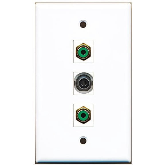 RiteAV - 2 Port RCA Green and 1 Port 3.5mm Wall Plate