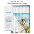 thumbnail image 4 of No Hook Shower Curtain with Snap-in Liner, Groundhog Day Waterproof Fabric Bathroom Curtains, Sunflower Spring Floral Botanical Blue Bath Curtains & Mesh Top Window 66"x72", 4 of 9