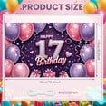 thumbnail image 2 of Pink Purple Theme 17th Birthday Banner Silver Glitter Design Display Heart Decorations Balloon Pattern Sweet Birthday Backdrop for 17th Birthday Party Teen Celebration Photo Shoot Prop, 2 of 3