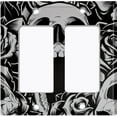 thumbnail image 6 of Metal Light Switch Plate Outlet Cover Skull Rose Flower Gray SKL002, 6 of 13