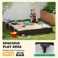 thumbnail image 4 of Outdoor Kids Sandbox with Lid, 4 Built-In Corner Seats & Bottom Liner for Backyard Play, 47x47 Inch, Dark Brown, 4 of 11