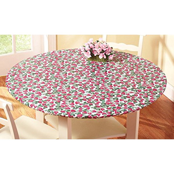 Generic Fitted Elastic Table Cover Strawberries 68&quot; Oval Walmart