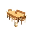 thumbnail image 4 of Grade-A Teak Dining Set: 8 Seater 9 Pc: 83" Rectangle Table And 8 Maldives Arm Chairs Outdoor Patio WholesaleTeak #51ML1809, 4 of 6
