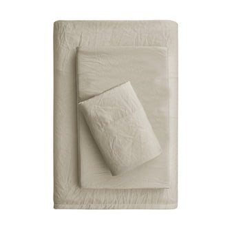 Ensemble de draps en microfibre ultra-douce prélavée Mainstays, Twin-XL, Papyrus Beige, 3 pièces