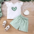thumbnail image 2 of TOWED22 Baby Girls Cute Summer Clothes Ruffle Sleeve Tee Soft Breathable Shorts Toddler 2Pcs Set Green,10-11 Y, 2 of 5