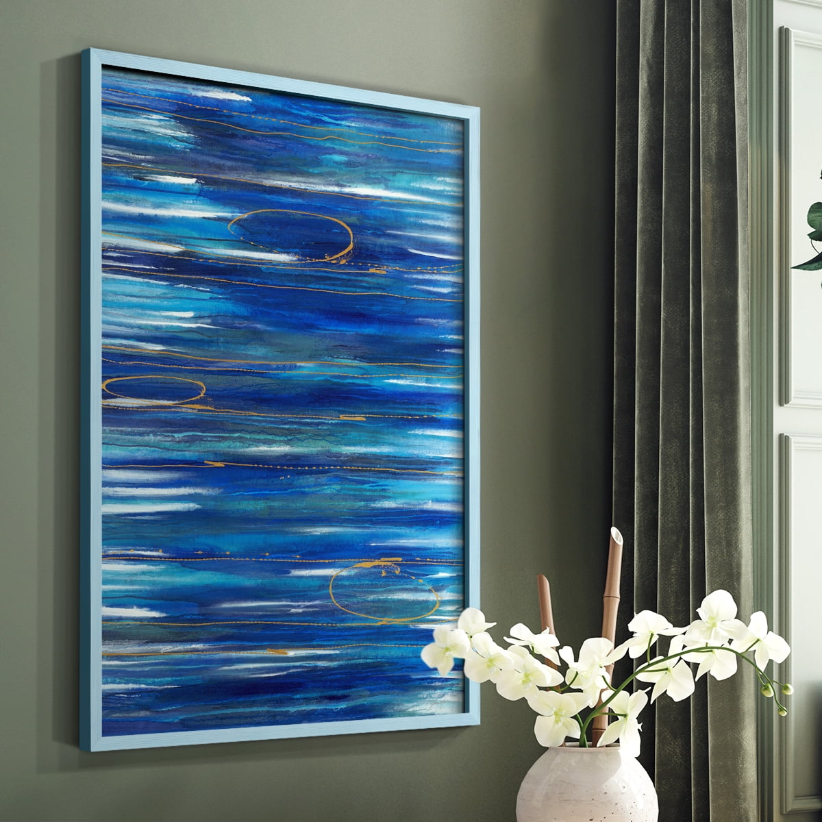 Waterworld Framed Print in Blue Solid Wood 11 x 14 Framed Print
