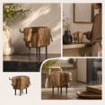 thumbnail image 5 of Wooden Bull Statue Decor, Hand Carved Cow Sculpture with Metal Legs and Vintage Finish, for Shelf Coffee Table Desk and Farmhouse Rustic Home Decor Gift, 5 of 7
