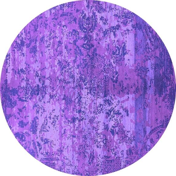 Ahgly Company Indoor Round Oriental Purple Industrial Area Rugs, 4' Round
