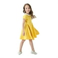 thumbnail image 6 of Girls Dresses Baby Kids Easter Summer Cute A Line Draped Pleat Bowknot Solid Knee Length Peter Pan Collar Short Sleeve Dress, 6 of 7