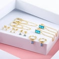 thumbnail image 7 of Alexcraft Stud Earrings Set for Women, for Multiple Piercing 14K Gold Plated Studs Earrings and Zirconia Earrings Set, Small Huggie 925 Sterling Silver Post Hoop Chain Earrings Set, 7 of 7