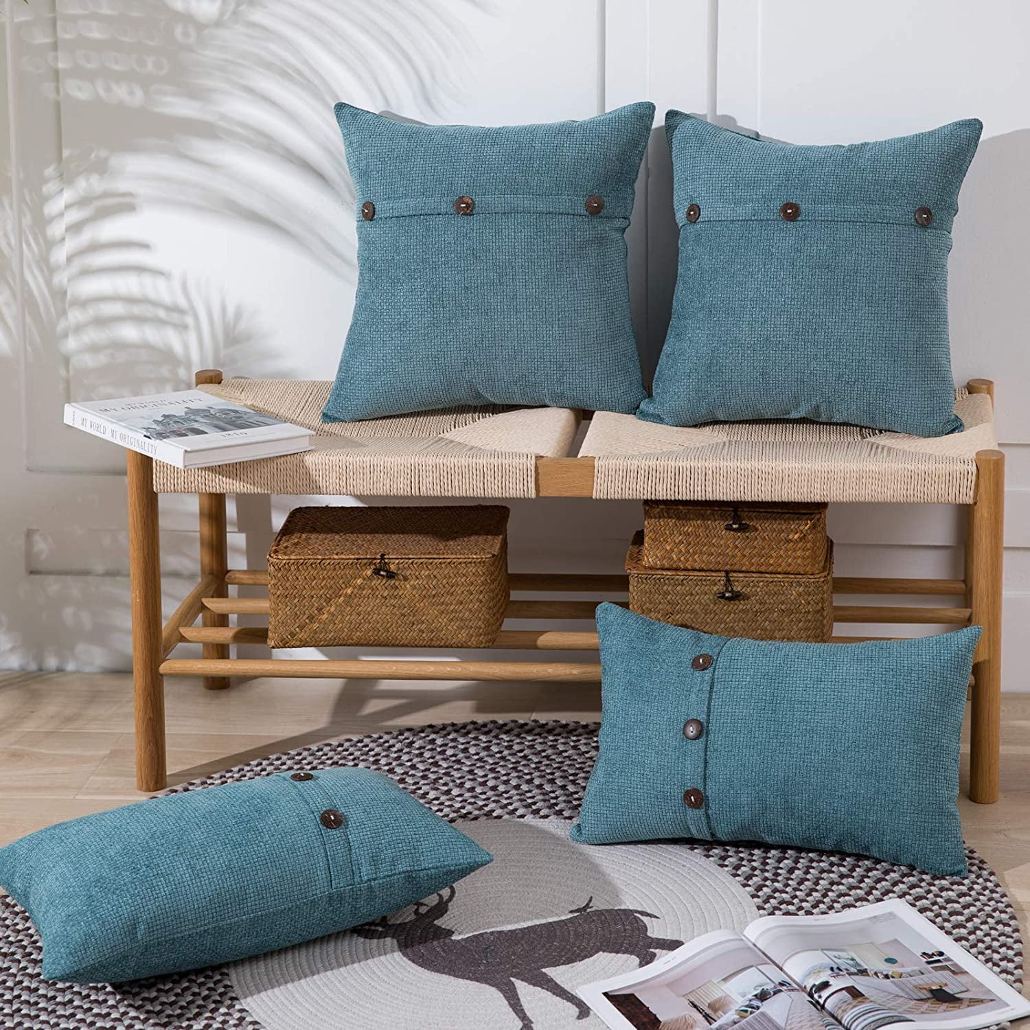 Blue and green pillow covers hot sale