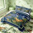 thumbnail image 3 of Manfei Cute Dino Animals Twin Quilt Set,Kawaii Plant Pterosaur Twin Coverlet Set,Navy Green,2 Pieces,1 Bedspread and 1 Pillowcase, 3 of 7