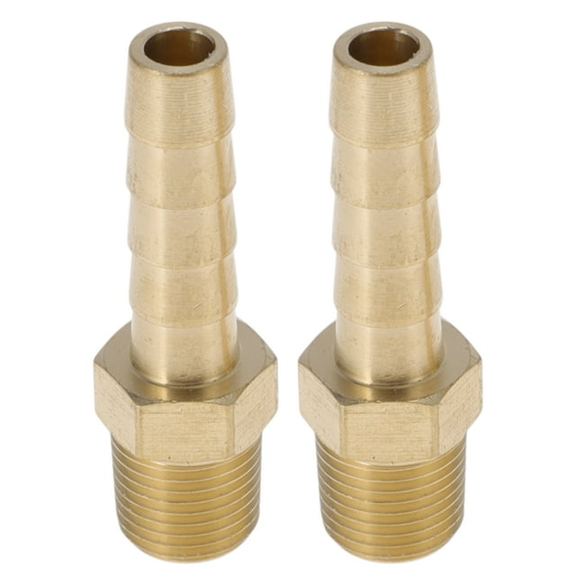 Accesorios de espiga de latón Unique Bargains 1/4" 1/8" NPT Conector de espiga recta con rosca macho para aire, agua, aceite, gas, combustible, 2 piezas tono dorado