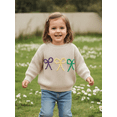 thumbnail image 5 of Spewahor Toddler Girl MardiGras Sweater Bow Embroidered Crew Neck Long Sleeve Pullover Chunky Knit Tops, 5 of 9