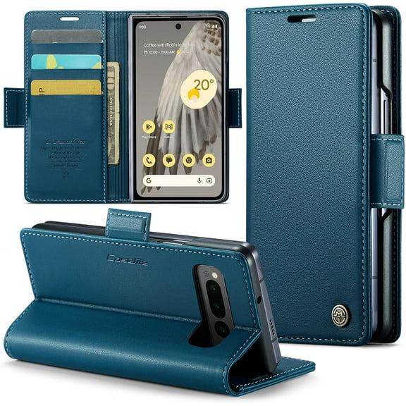 Flip Case for Google Pixel Fold, Flip Fold Leather Wallet Case with Credit Card Slot and Kickstand Magnetic Closure Protective Cover for Google Pixel Fold 7.6 inch 2023 (Blue)