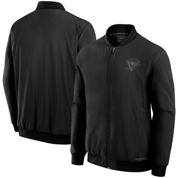 Men's Fanatics Black Pittsburgh Penguins Authentic Pro Road Full-Zip Bomber Jacket