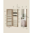 thumbnail image 5 of Generic Jewelry Cabinet Lockable Wall-Mounted Jewelry Organizer Armoire Unit with 2 Plastic Cosmetic Storage Trays Full-Length Frameless Mirror Toasted Oak Color, 5 of 7