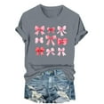 thumbnail image 6 of AUNVITO Women's Valentine's Day T-Shirt Bow Detail Print Round Neck Short Sleeve Casual and Fashionable, 6 of 6