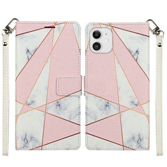 Bemz Pocket Wallet Case Compatible with iPhone 12 Mini (With Touch Tool) - Pink Marble