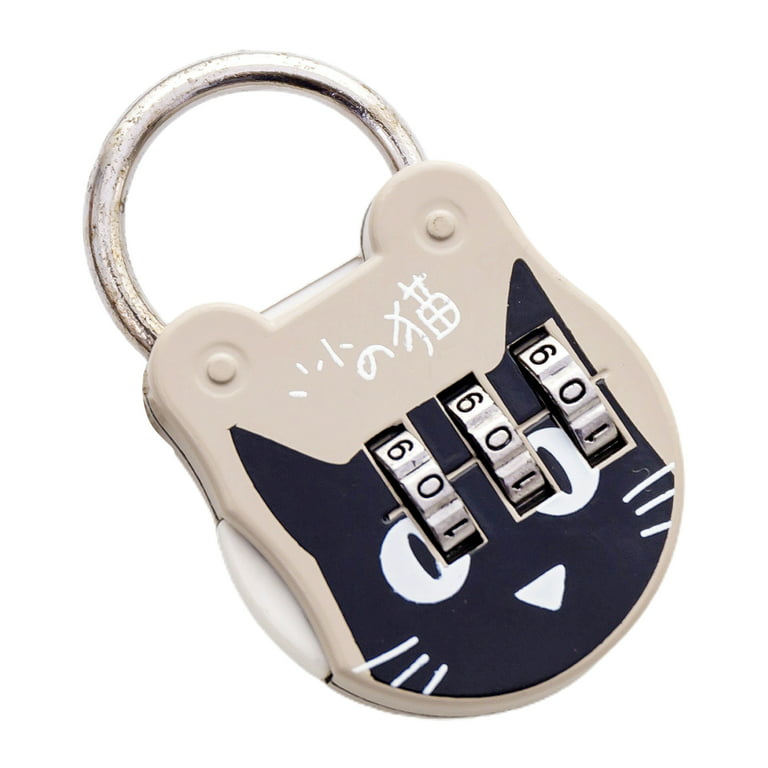 INC 3 Digit Combinations Padlock Safe Cipher Lock Cute Cat Combination Lock  Resettable Number Lock Small Colorful Code Locks for Suitcases Briefcases  Computer Bags Drawers Cabinets 