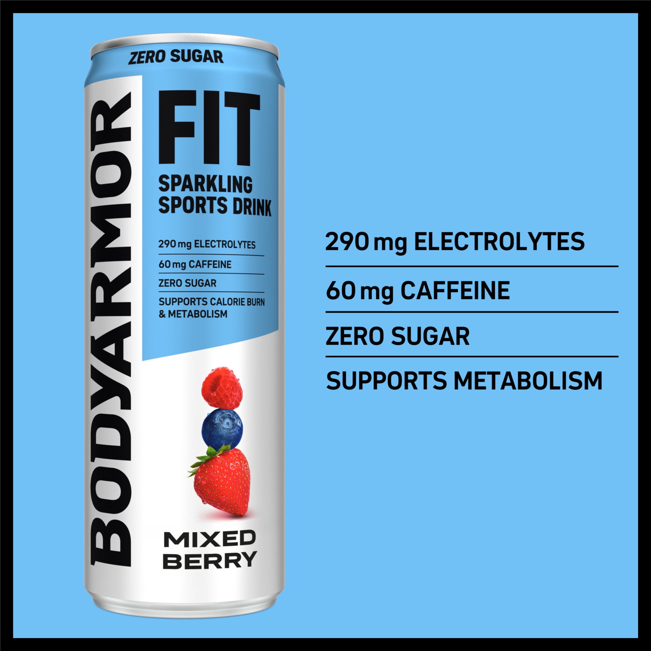 BODYARMOR FIT Zero Sugar Mixed Berry Sports Drink Can, 12 fl oz