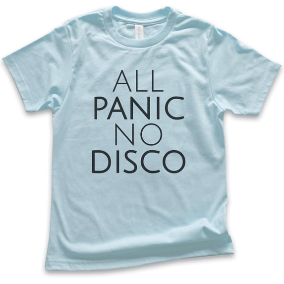 Kids All Panic No Disco Shirt, Youth Kids Boy Girl T-Shirt, Nervous Shirt, Introvert Shirt, Light Blue, Medium