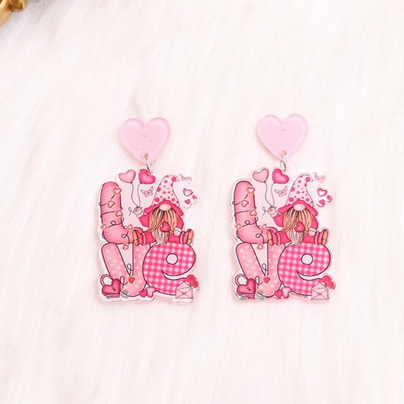 hengsof Heart Earrings Dangle Valentine's Day Earrings Pink Heart Earrings Red Heart Earrings Cute Love Dangling Heart Earrings for Women