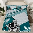 thumbnail image 2 of Manfei Green Football Helmet Twin Sheet Sets,Rugby Sport Twin Fitted Sheet,Boys Ball Game Flat Sheet For Kids,Ultra Soft Home Decor,3pcs, 2 of 7