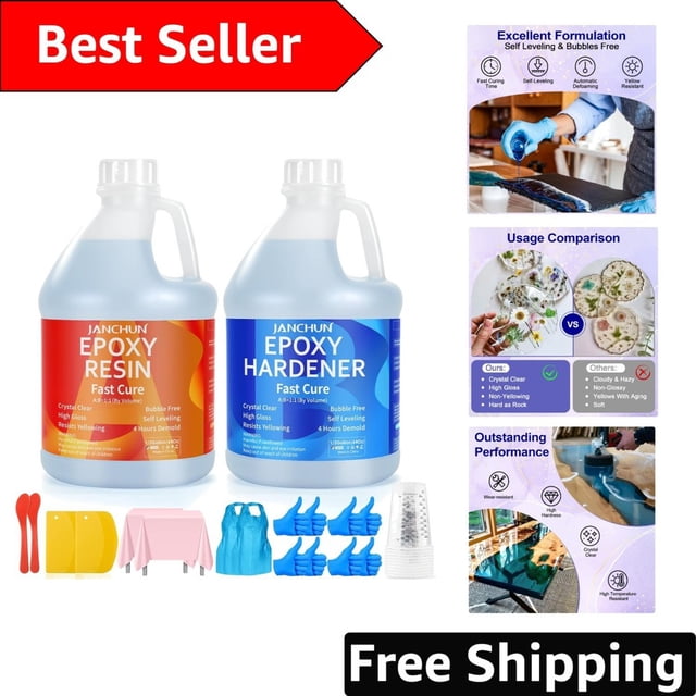 1 Gallon Easy Mix Epoxy Resin Kit - Self-Leveling & Fast Curing for Crafts