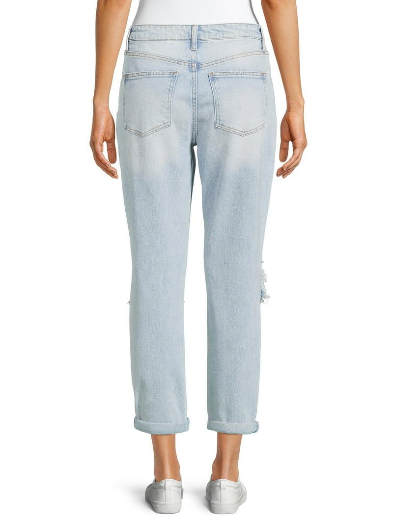 No Boundaries Juniors' Super High Rise Destructed Mom Jeans No Boundaries Juniors' Super High Rise Destructed Mom Jeans