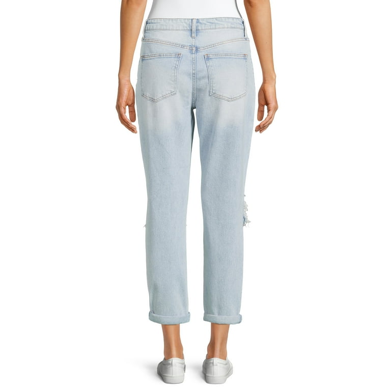 No Boundaries Juniors' Super High Rise Destructed Mom Jeans