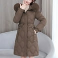 thumbnail image 5 of FNFYFH Women's Long Puffer Coat Winter Quilted Jackets Hooded Thicken Slim Fit Parka with Faux Fur Hood, 5 of 5