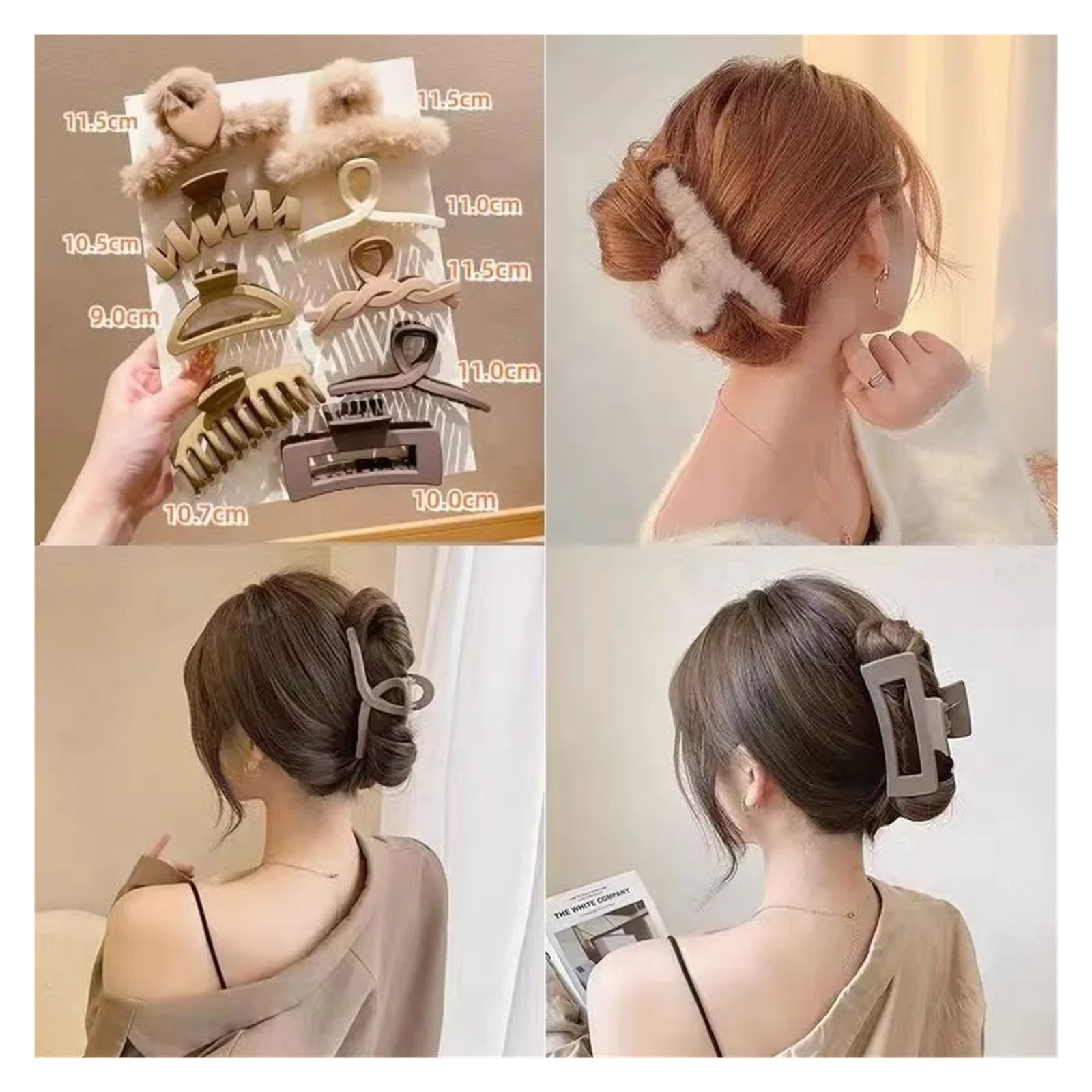 Stylish Hair Clips for Women- Large Autumn/Winter Claw Clip Set with Plush Fabric for Creating Elegant Updos and Chic Hairstyles