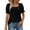 Black, variant on Lenpel Women's Summer Tops Trendy Ruffle Puff Short Sleeve Square Neck Solid Color Casual T-Shirts Tunic Tee Blouses