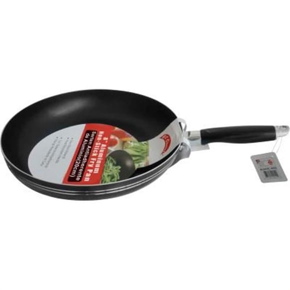 Bene Casa 8” Nonstick Aluminum Frying Pan, Charcoal Black with Double Silver Line Etching