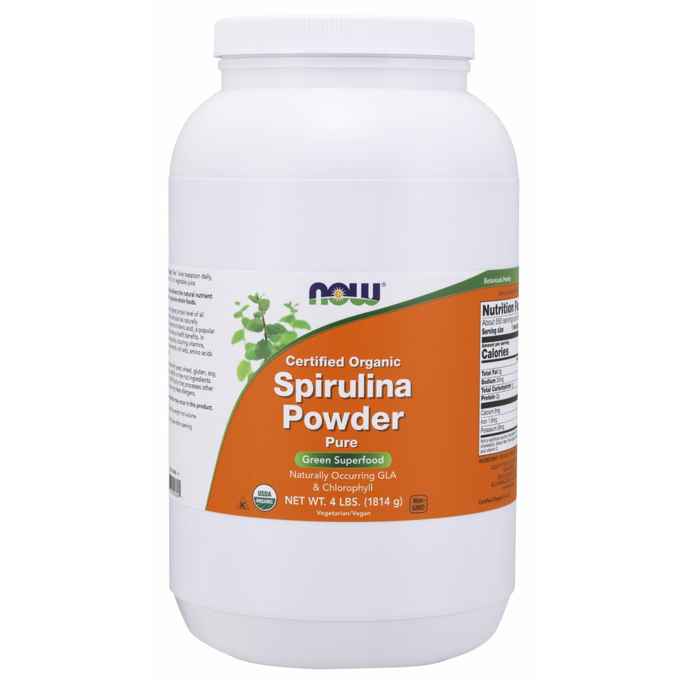 NOW Supplements, Certified Organic, Spirulina Powder, Rich in Beta
