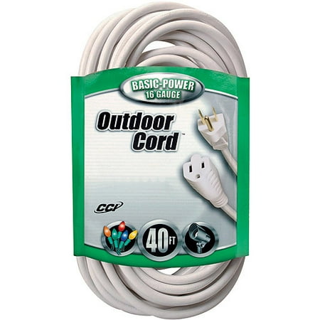 Coleman Cable 16/3 SJTW Outdoor 40' Vinyl Extension Cord, White