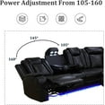 thumbnail image 2 of Power Reclining Sectional Sofa, Living Room Furniture Set with USB Chargers and Storage Console, Leather Recliner Sofa for Living Room/Apartment/Office/Home Theather (Black), 2 of 6