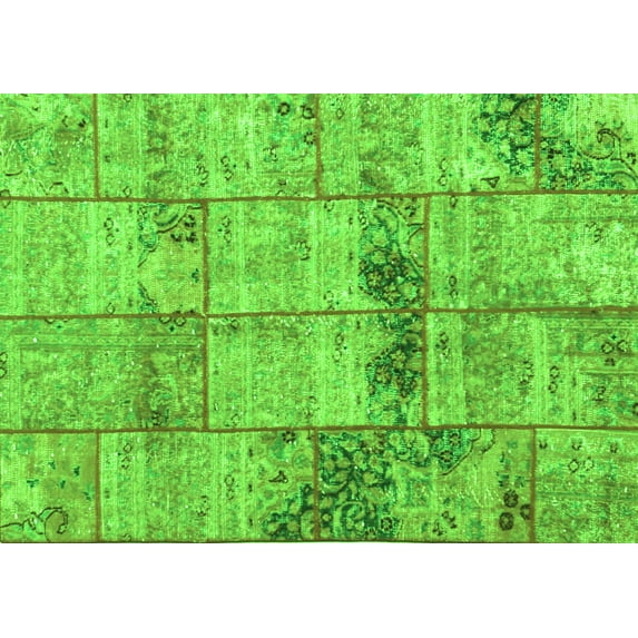 Ahgly Company Indoor Rectangle Patchwork Green Transitional Area Rugs, 6' x 9'
