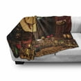 thumbnail image 3 of Western Soft Flannel Fleece Throw Blanket, Farmhouse with Christmas Celebrations with Wreath Americana Style Image Print, Cozy Plush for Indoor and Outdoor Use, 50" x 60", Cream Brown, by Ambesonne, 3 of 6
